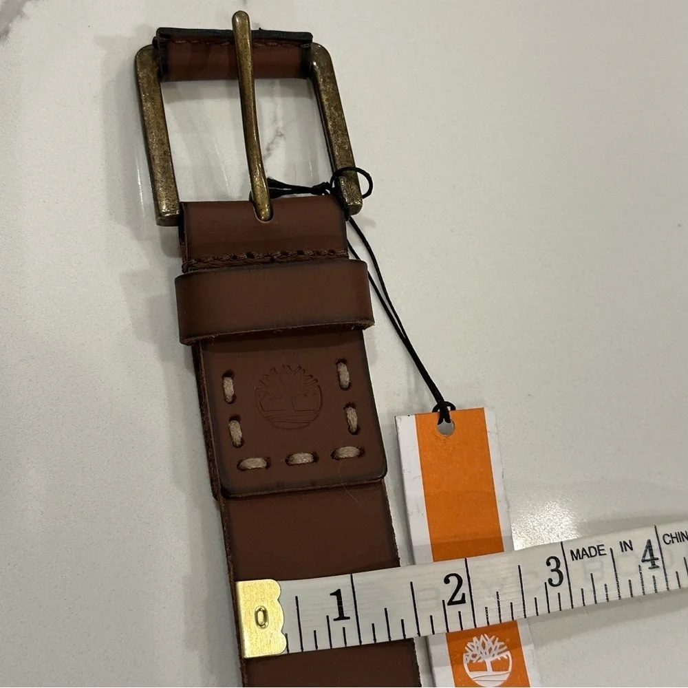 Timberland NWT Brown Genuine Leather Belt Wrapped Buckle Workwear Casual Size 38